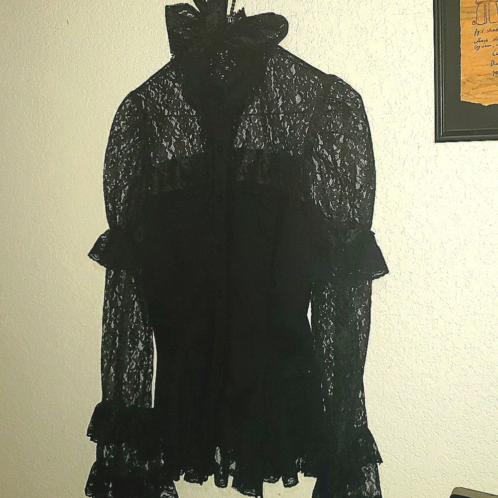 Black Gothic lace blouse